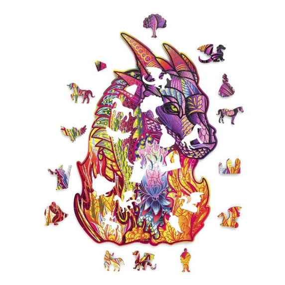 Puzzle din lemn - dragon - WOOD TRICK