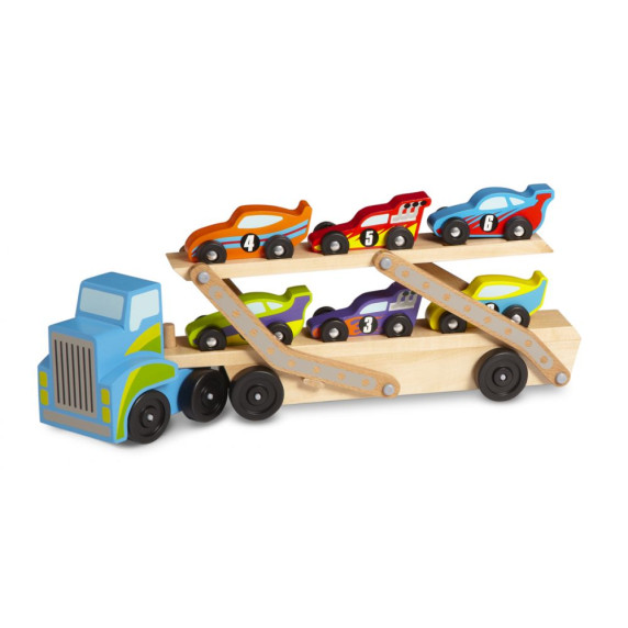 Drevený kamión na prepravu pretekárskych autíčok Melissa & Doug