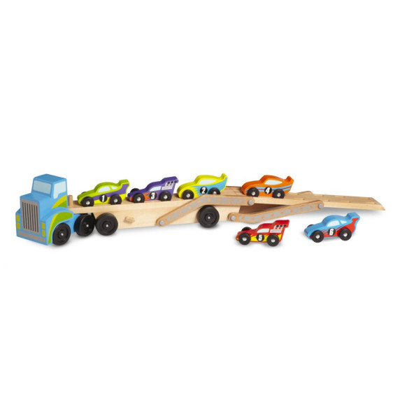 Drevený kamión na prepravu pretekárskych autíčok Melissa & Doug