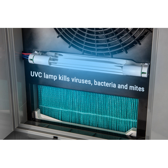 Légtisztító és párásító 6v1 , HEPA és Aktív Szén Szűrő, Ionizáló Funkció, UV lámpa NEO TOOLS 