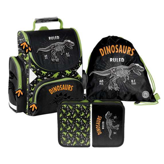 Školský set PASO Dinosaurus - školská taška, vak na telocvik, peračník