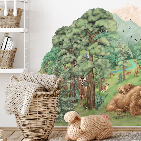 Autocolant perete - lumea pădurii - 114x80 cm - FOREST