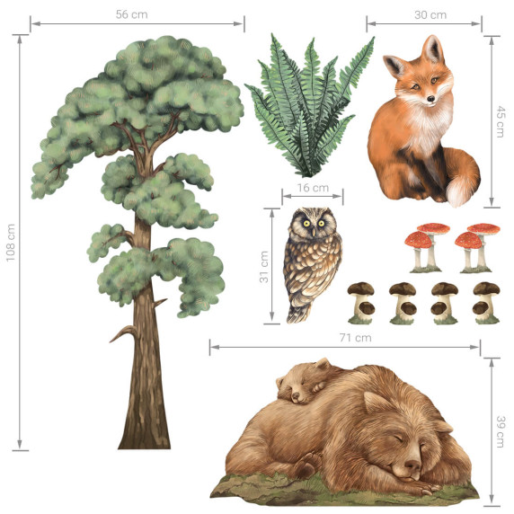 Autocolant perete FOREST ANIMALS I - animale de pădure