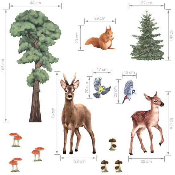 Autocolant perete FOREST ANIMALS II - animale de pădure
