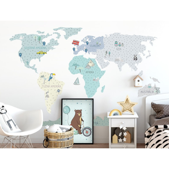 Dekorácia na stenu MAPS MINT 90 x 60 cm - S - Mapa sveta mätová