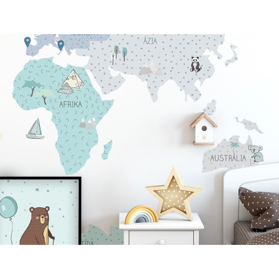 Dekorácia na stenu MAPS MINT 90 x 60 cm - S - Mapa sveta mätová