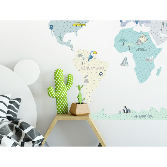 Dekorácia na stenu MAPS MINT 90 x 60 cm - S - Mapa sveta mätová