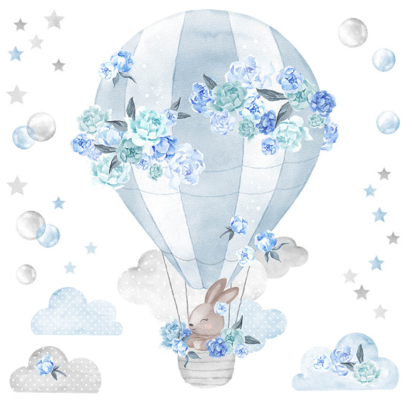 Decor de perete SECRET GARDEN Hot Air Balloon - Balon albastru