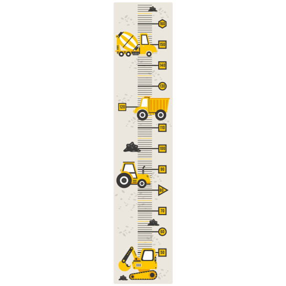 Autocolant perete - vehicule, galben - HEIGHT MEASURE Vehicles