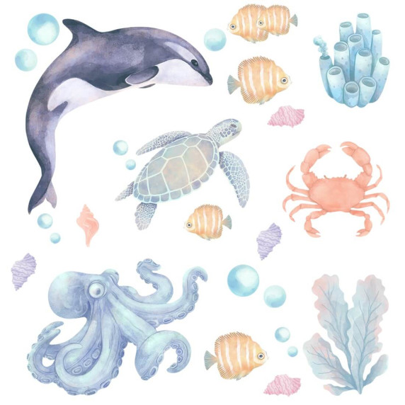Dekorácia na stenu OCEAN ANIMALS II - morské živočíchy II