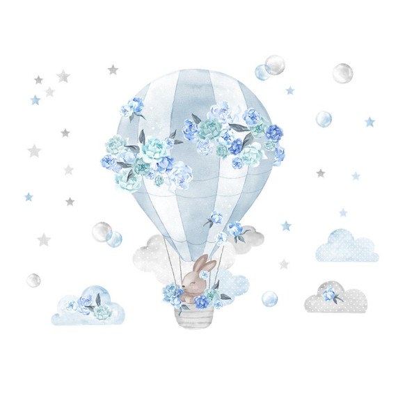 Decor de perete SECRET GARDEN Hot Air Balloon - Balon albastru