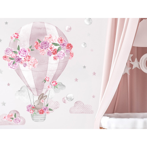 Decor de perete SECRET GARDEN Hot Air Balloon - balon roz