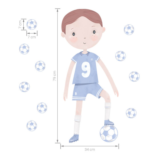 Dekorácia na stenu FOOTBALLER - futbalista modrý