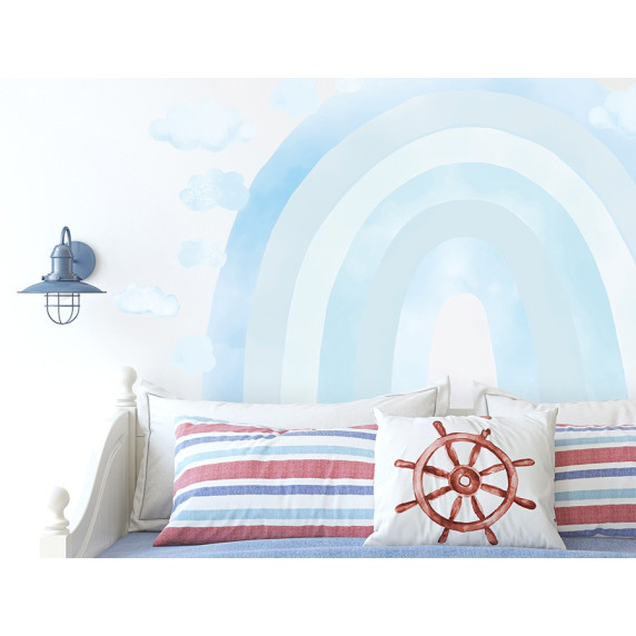 Autocolant Rainbow, curcubeu mare, nori, albastru