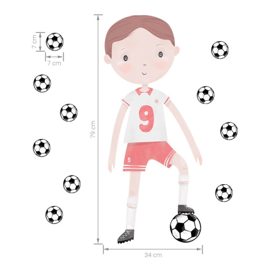 Dekorácia na stenu FOOTBALLER - futbalista červený