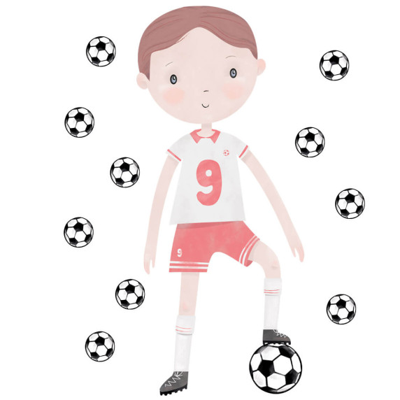 Dekorácia na stenu FOOTBALLER - futbalista červený