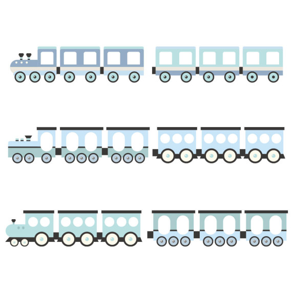 Dekorácia na stenu TRAINS - vlaky modré