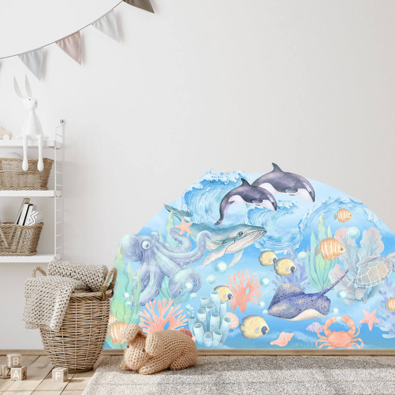Autocolant perete UNDERWATER WORLD - lumea subacvatică - 150x83 cm 