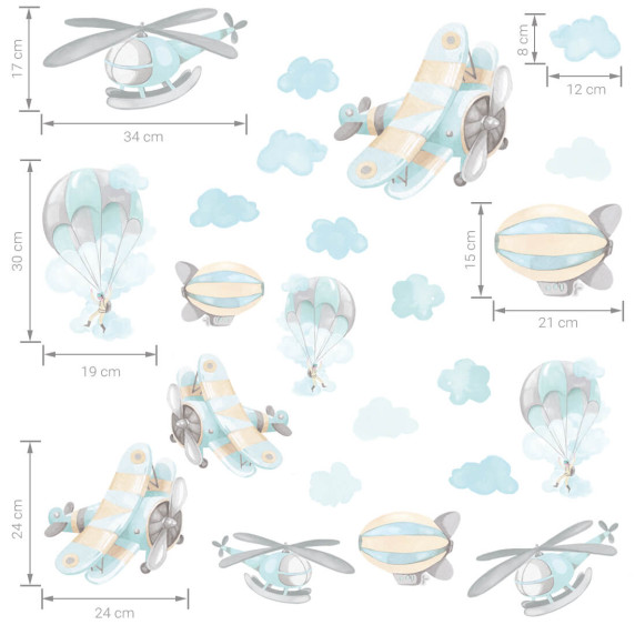 Autocolant perete - avioane - PLANES 