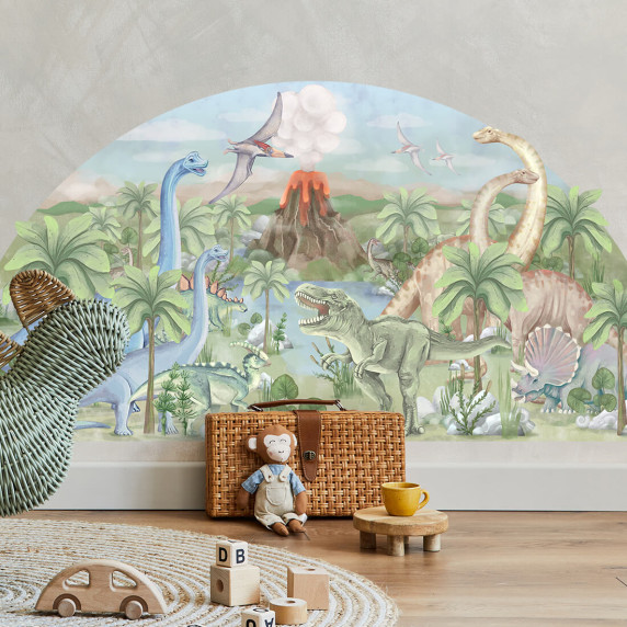 Autocolant perete WORLD OF DINOSAURS - lumea dinozaurilor - 160x80 cm