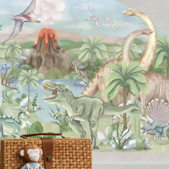 Autocolant perete WORLD OF DINOSAURS - lumea dinozaurilor - 160x80 cm