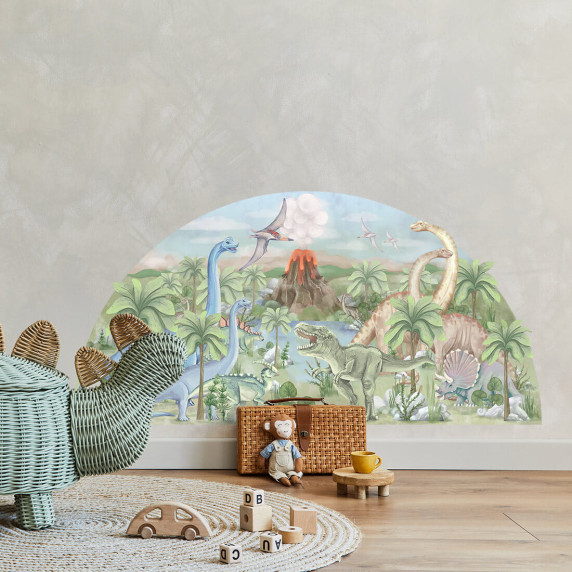 Autocolant perete WORLD OF DINOSAURS - lumea dinozaurilor - 160x80 cm