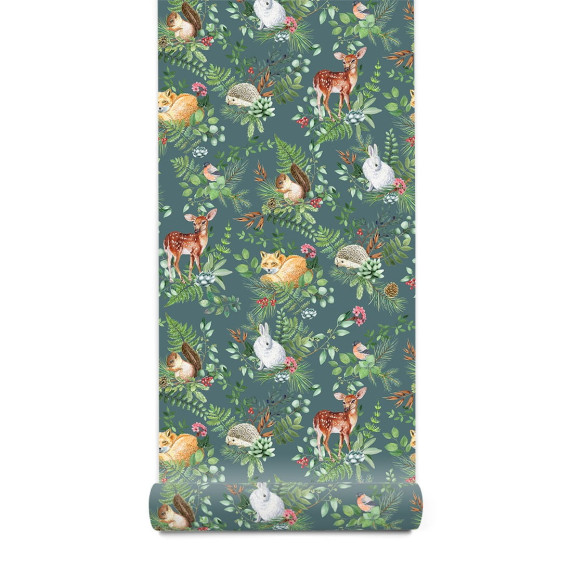 Tapeta na stenu Lesný svet PASTELOWE Wallpapers Woodland - zelená