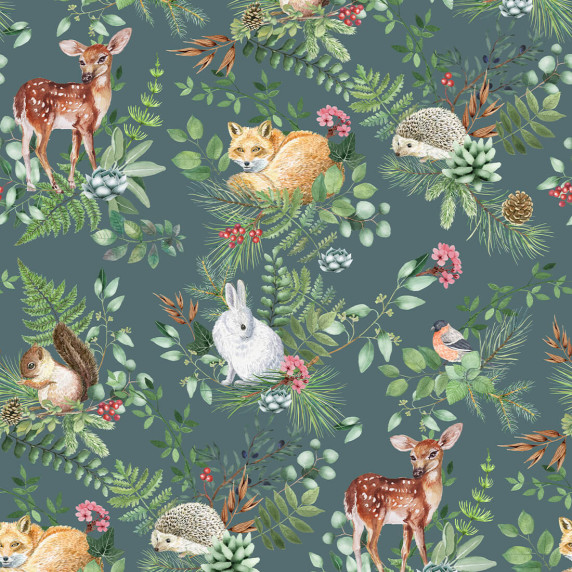 Tapeta na stenu Lesný svet PASTELOWE Wallpapers Woodland - zelená