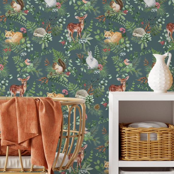 Tapeta na stenu Lesný svet PASTELOWE Wallpapers Woodland - zelená