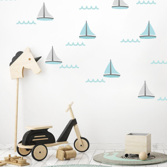 Autocolant perete - navă - mentă - SAILBOATS