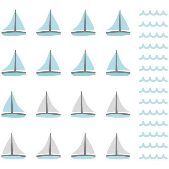 Autocolant perete - navă - mentă - SAILBOATS