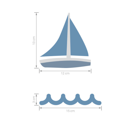 Autocolant perete - navă - albastru - SAILBOATS 