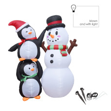 Decorațiune de Cărciuni cu iluminare LED - Om de zăpadă cu pinguin - 