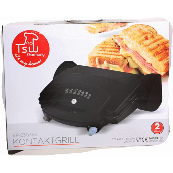 Kontaktný gril a sendvičovač TSW Germany EP-230363 - čierna