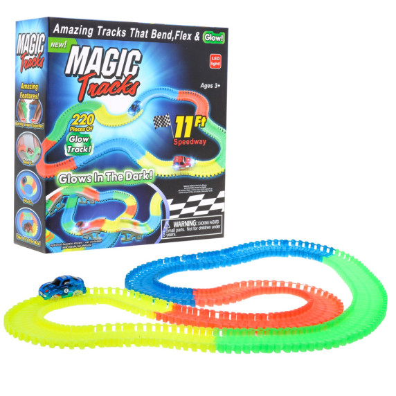 Pista flexibilă fluorescentă de curse cu mașină - 220 elemente - Magic tracks