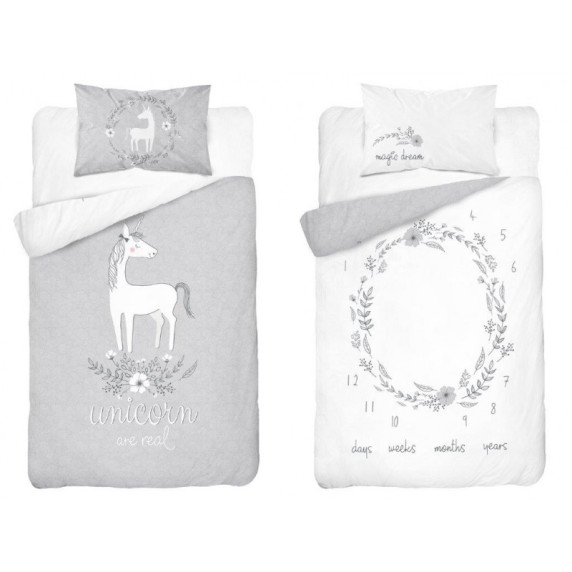 Lenjerie de pat 2 piese - 100x135 cm - unicorn