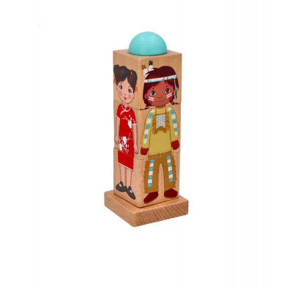 Joc de dezvoltare a abilităților, puzzle rotativ - ADAM TOYS Children of the World 