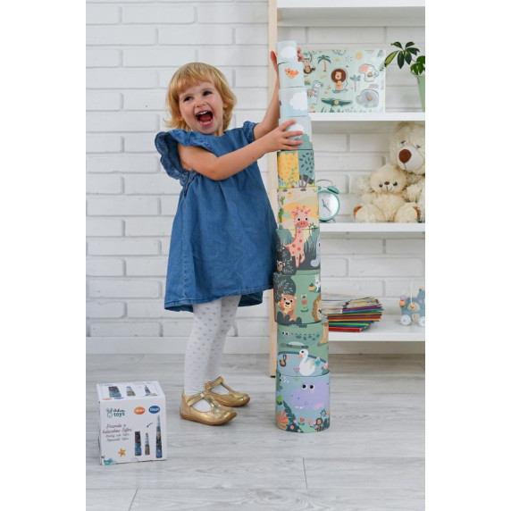 Toronyépítő poharak ADAM TOYS - Állatmintás