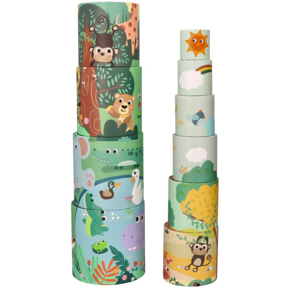 Toronyépítő poharak ADAM TOYS - Állatmintás