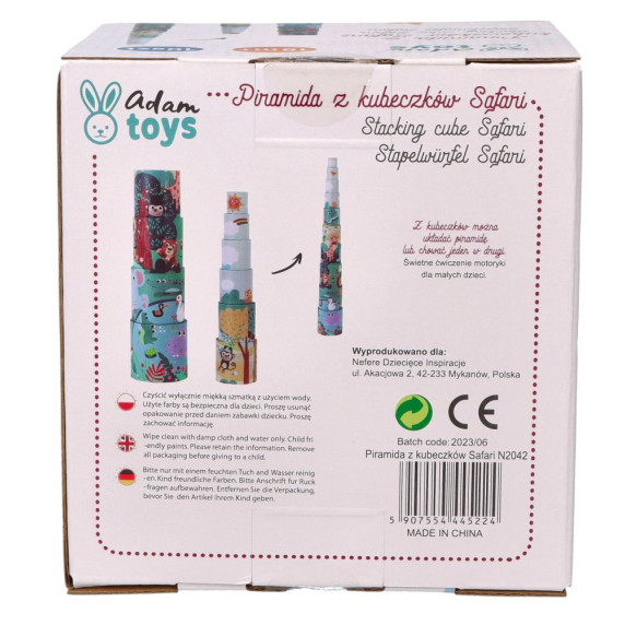 Toronyépítő poharak ADAM TOYS - Állatmintás