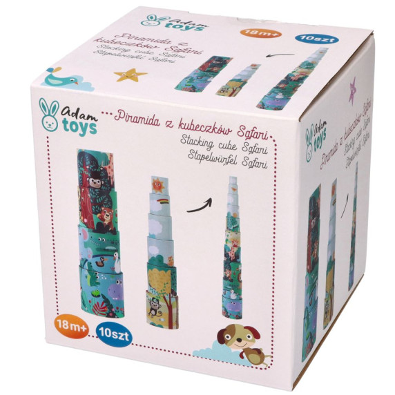 Toronyépítő poharak ADAM TOYS - Állatmintás