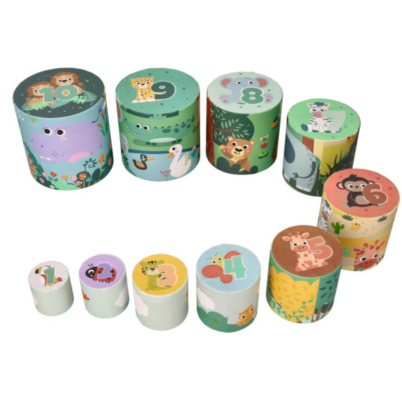 Toronyépítő poharak ADAM TOYS - Állatmintás