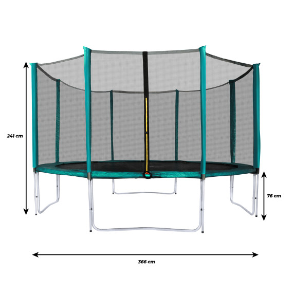 Trambulin külső védőhálóval 366 cm + létra AGA SPORT PRO MRP1012DG - sötétzöld