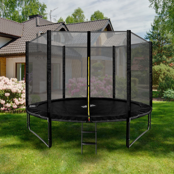 Trambulin külső védőhálóval 305 cm + létra AGA SPORT PRO MRP1010BLACK - Fekete