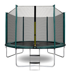 Trambulină 250 cm cu plasă de siguranță exterioară + scară - AGA SPORT TOP MRT1008DG - verde închis - 
