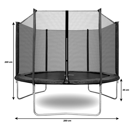 Trambulin külső védőhálóval 250 cm AGA SPORT TOP MRT1008B + létra - Kék