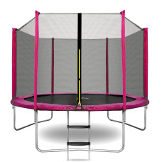 Trambulină 250 cm cu plasă de siguranță exterioară + scară - AGA SPORT TOP MRT1008P - roz - 