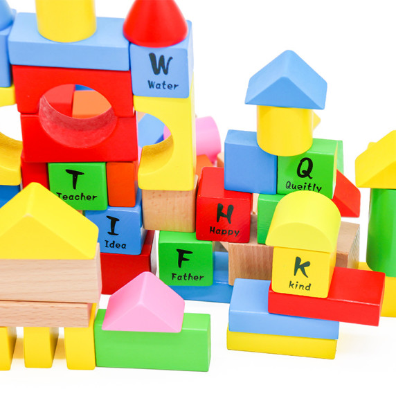 Cuburi din lemn colorate - 100 bucăți - Aga4Kids MR6054