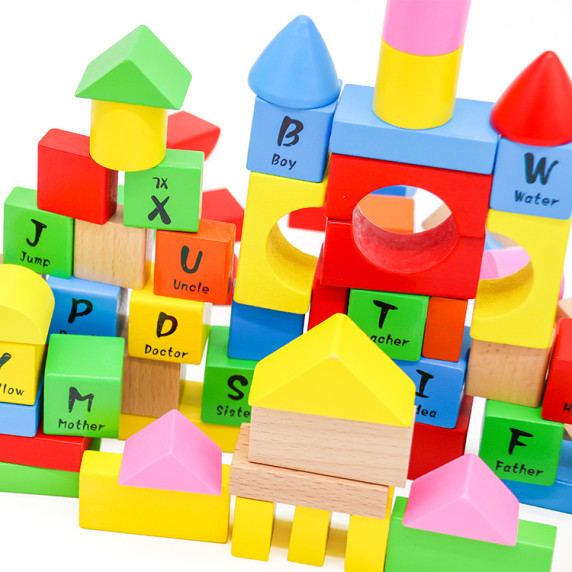 Cuburi din lemn colorate - 100 bucăți - Aga4Kids MR6054