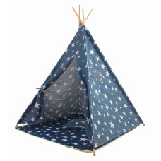 Detský indiánsky stan Hviezdy Teepee Aga4Kids MR7003 - tmavomodrý - 